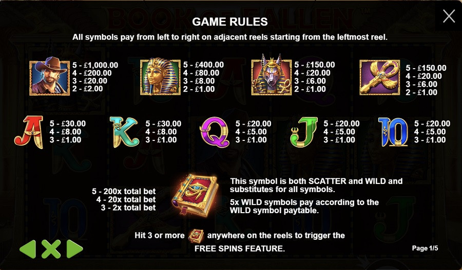 Book Of Fallen Featured Symbols - partycasino-spain