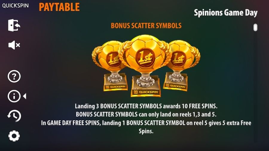 Spinions Game Day Featured Symbols - partycasino-spain