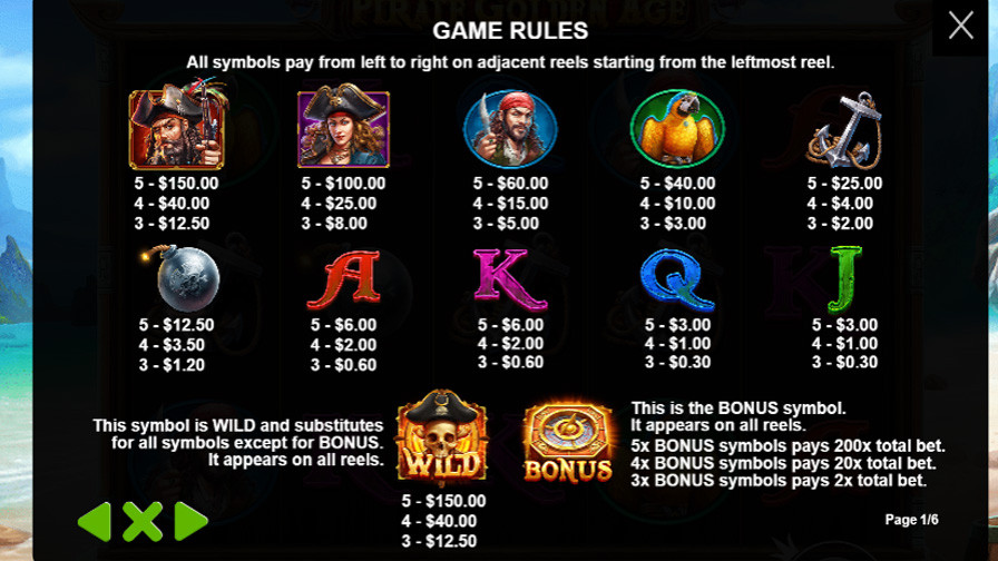 Pirate Golden Age Symbols - partycasino-spain