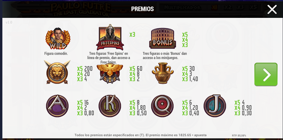 Paulo Futre The Last Gladiator Feature Symbols - partycasino-spain