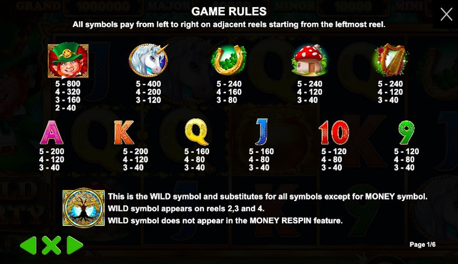 Gold Party Payout Table - partycasino-spain