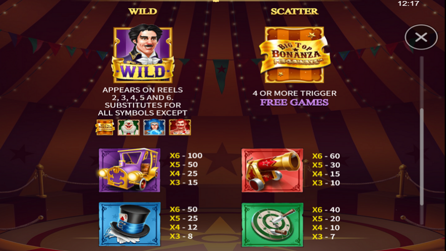 Big Top Bonanza Megaways Feature Symbols - partycasino-spain