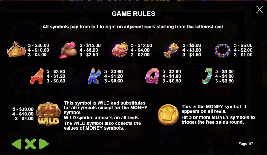 Treasure Wild Slot Featured Symbols - partycasino-spain